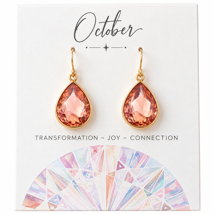 October Birthstone Crystal Teardrop Earrings – 14K Gold Filled