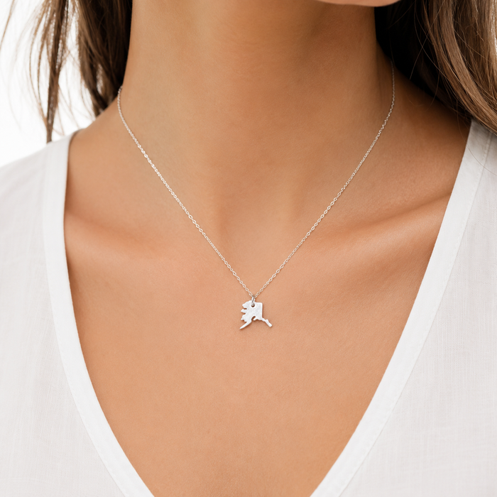 Tiny Alaska Necklace | Sterling Silver Alaska Charm Necklace