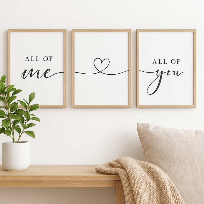 All of Me – Heart – All of You Printable Wall Art Trio (Instant Download)