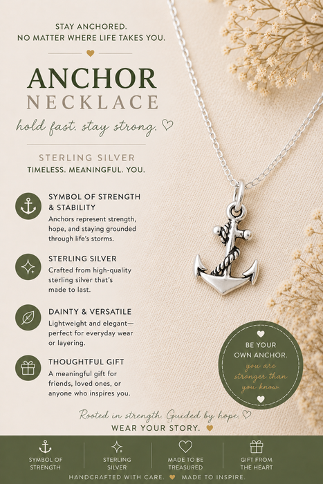 Anchor Necklace - Sterling Silver - Friendship Necklace - Gift for Her