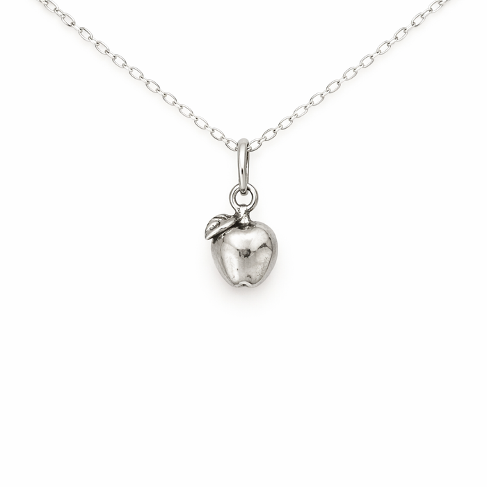 Tiny Apple Charm - Sterling Silver Necklace
