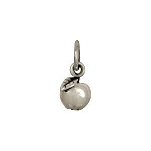 Sterling Silver Apple Charm - Food Charm 12x6mm