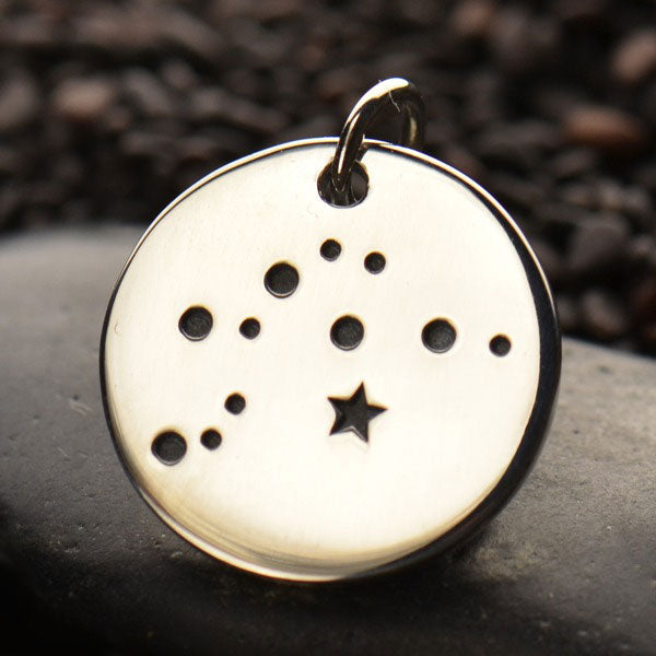 Silver Zodiac Constellation Aquarius 18x15mm