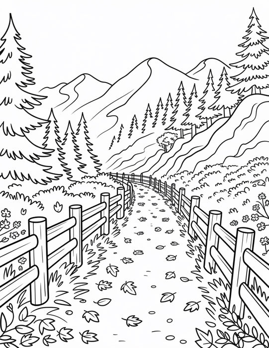 Autumn Landscapes Coloring Book – 150 Pages (Digital Download PDF)
