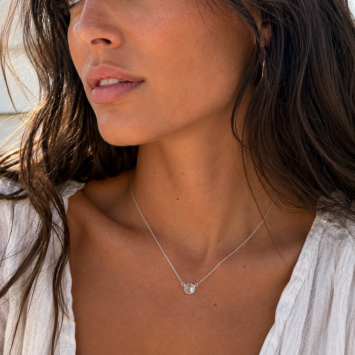 OOAK Faceted Clear Quartz Connector Necklace