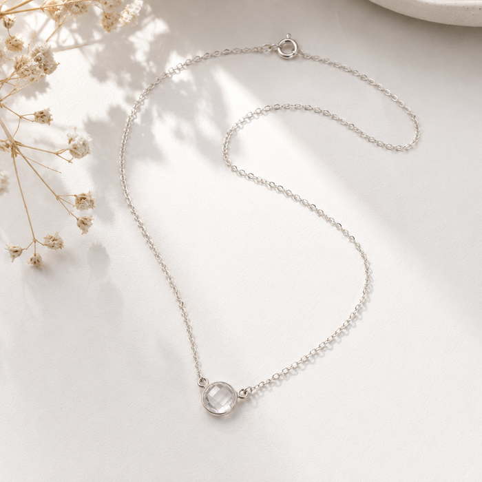 OOAK Faceted Clear Quartz Connector Necklace
