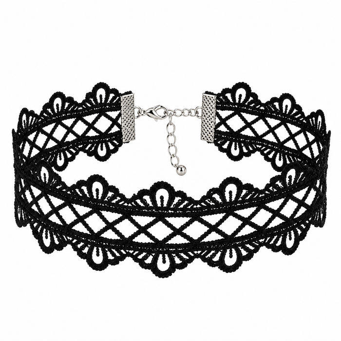 Black Lace Choker Necklace | Wide Gothic Choker