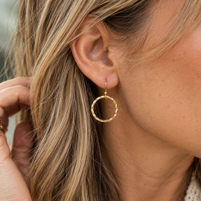 Hammered Hoop Earrings –14k Gold Filled or Sterling Silver