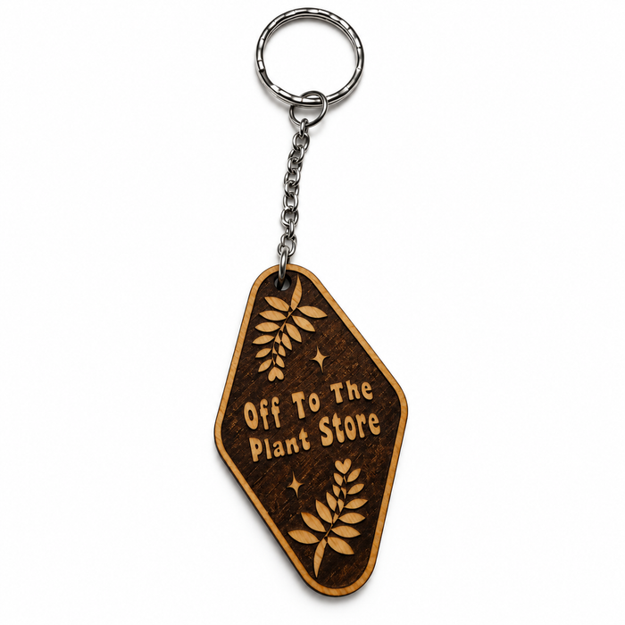Off to the Plant Store Wooden Keychain – One of a Kind