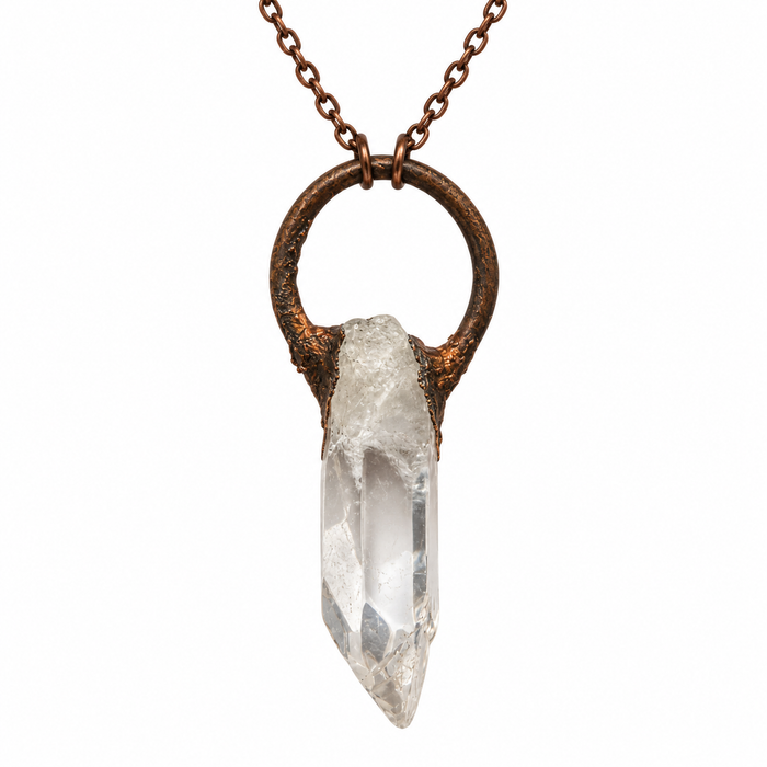 Electroformed Quartz Dagger & Copper Necklace