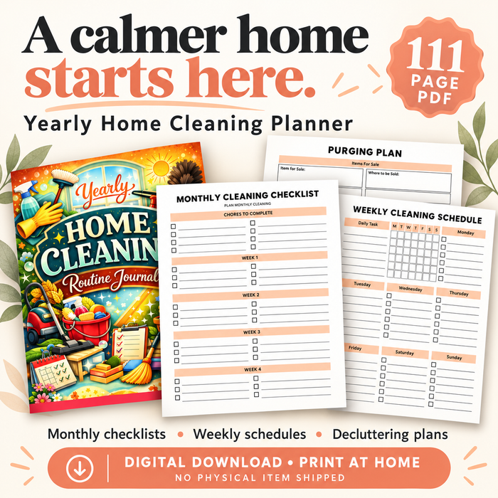 Yearly Home Cleaning Planner – Editable Canva Template & Printable PDF