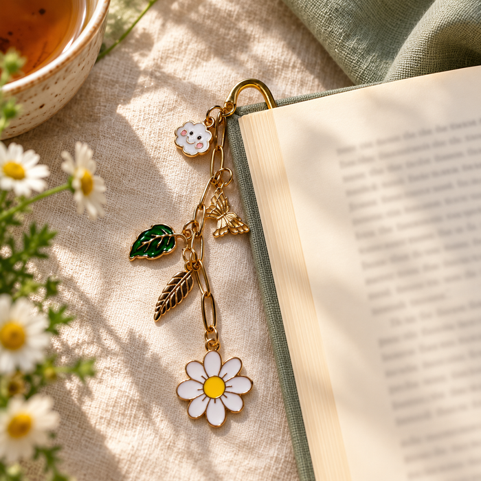 Daisy & Butterfly Charm Bookmark