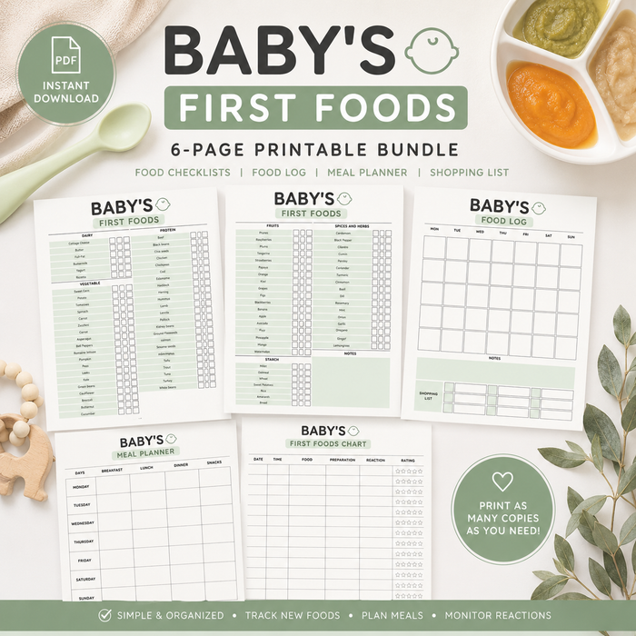 Baby's First Foods Tracker Bundle | Printable Baby Food Log | BLW