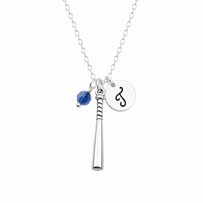 Personalized Softball Bat Sterling Silver Necklace