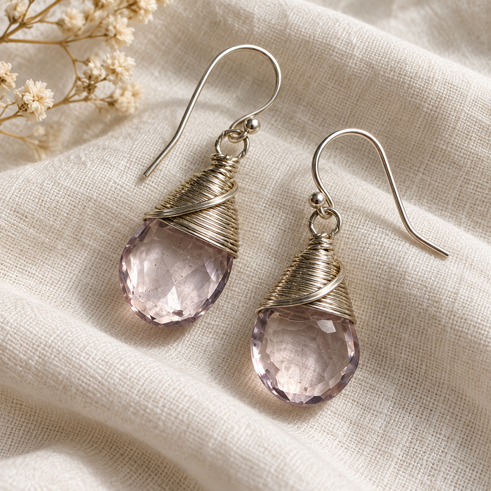Pale Pink Amethyst Earrings