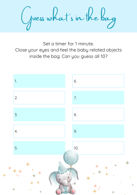 50 Baby Shower Games Printable Bundle – Little Elephant Theme
