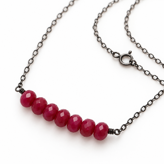 Oxidized Sterling Silver Red Jade Necklace – One of a Kind