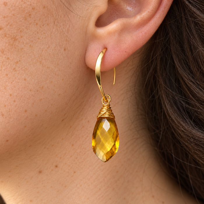 Citrine Quartz Drop Earrings