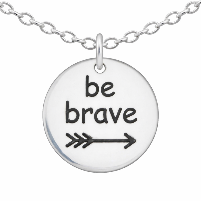 Be Brave Sterling Silver Necklace – Etched Arrow Charm on Solid Sterling Silver Chain