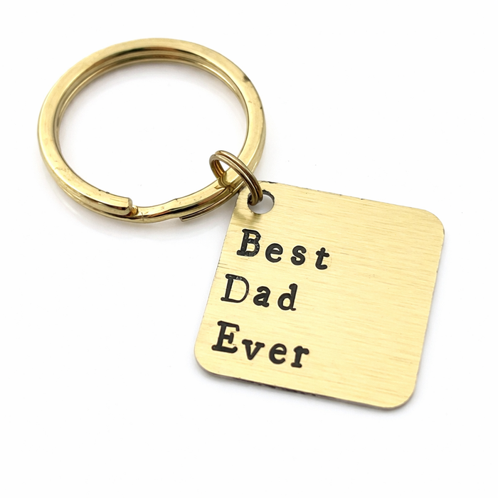 Best Dad Ever Keychain – Hand Stamped Brass Gift for Dad