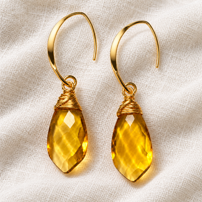 Citrine Quartz Drop Earrings
