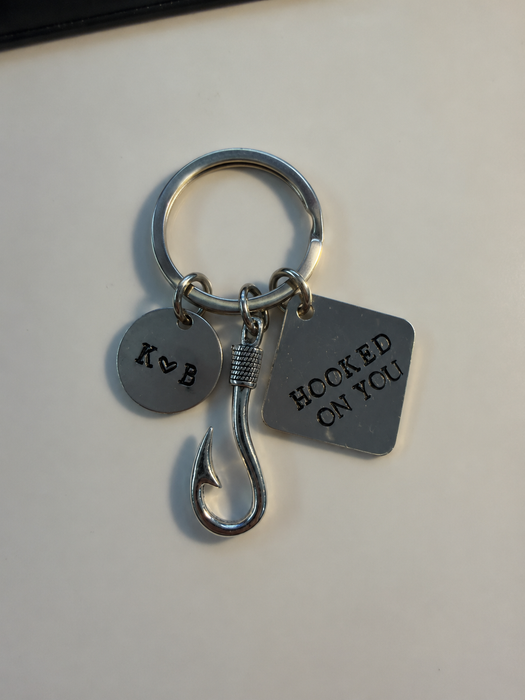 Hooked On You Personalized Fishing Keychain