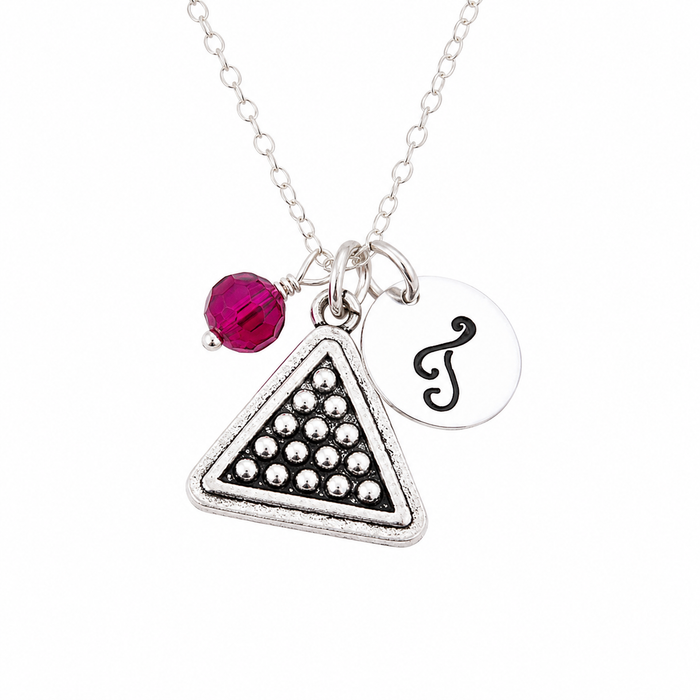 Personalized Billiards Necklace – Sterling Silver Chain, Birthstone & Initial