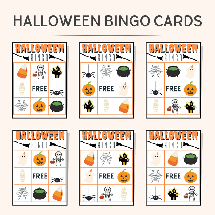 Printable Halloween Bingo Cards for Kids – Editable Canva Template (10 Unique Sheets + Calling Cards, Instant PDF Download)