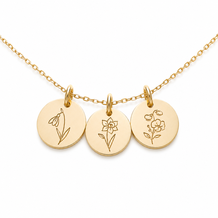 Birth Flower Necklace | Hand Stamped | Sterling Silver