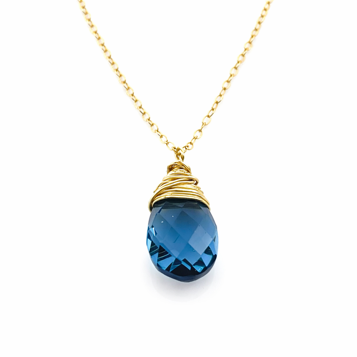 London Blue Topaz Necklace – Gold Filled Gemstone Pendant