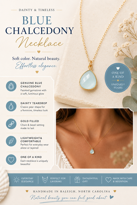 Blue Chalcedony Drop Necklace