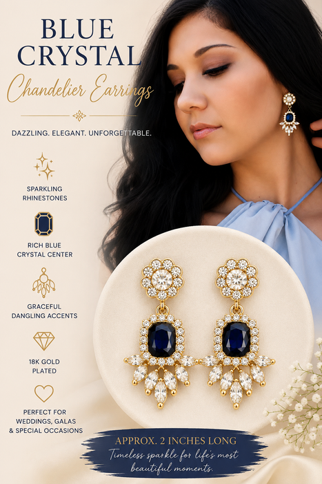 Blue Crystal Chandelier Earrings