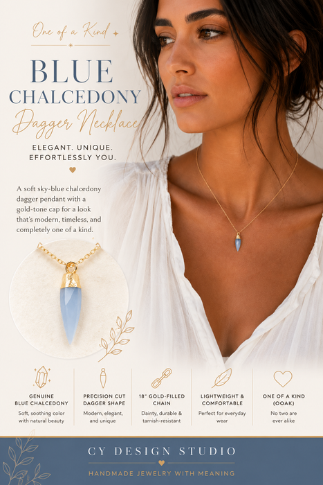 OOAK Blue Chalcedony Dagger Necklace