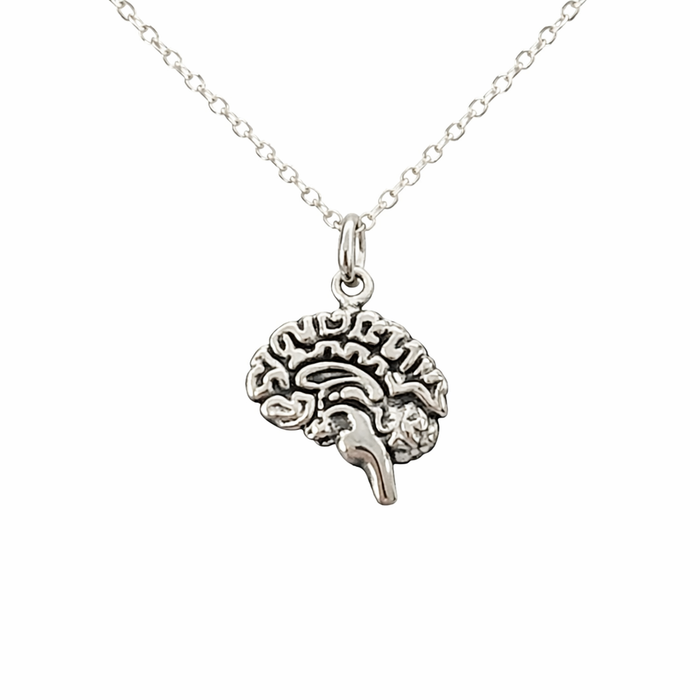 Sterling Silver Anatomical Brain Necklace – Handcrafted Charm for Medical Professionals & Students