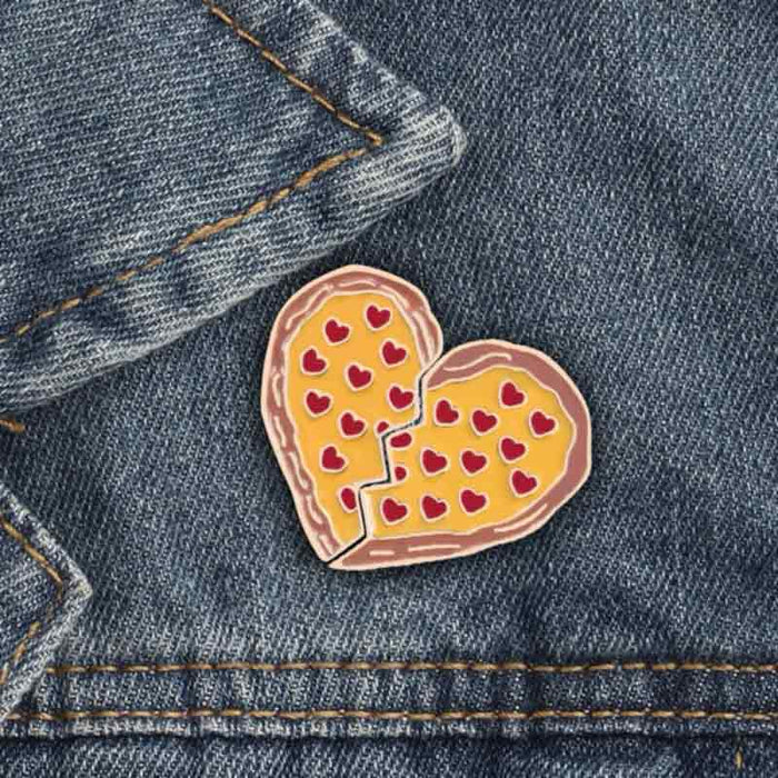 Pizza Heart Best Friend Enamel Pin Set