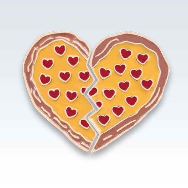 Pizza Heart Best Friend Enamel Pin Set