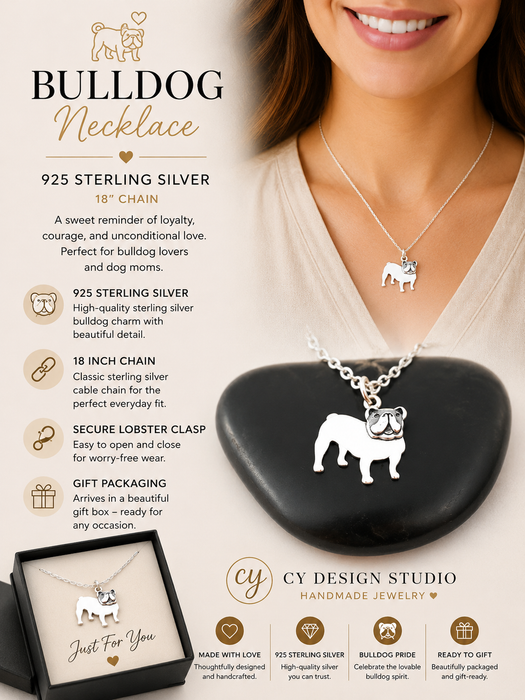 Bulldog 925 Sterling Silver Necklace