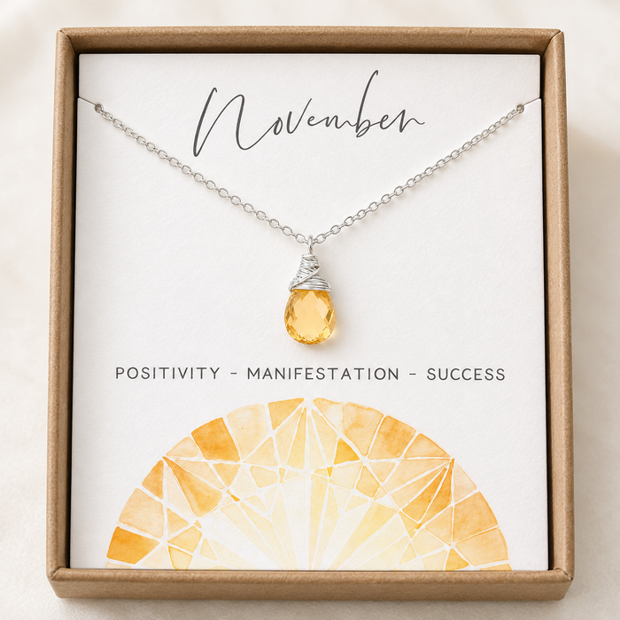 November Birthstone Necklace - Sterling Silver