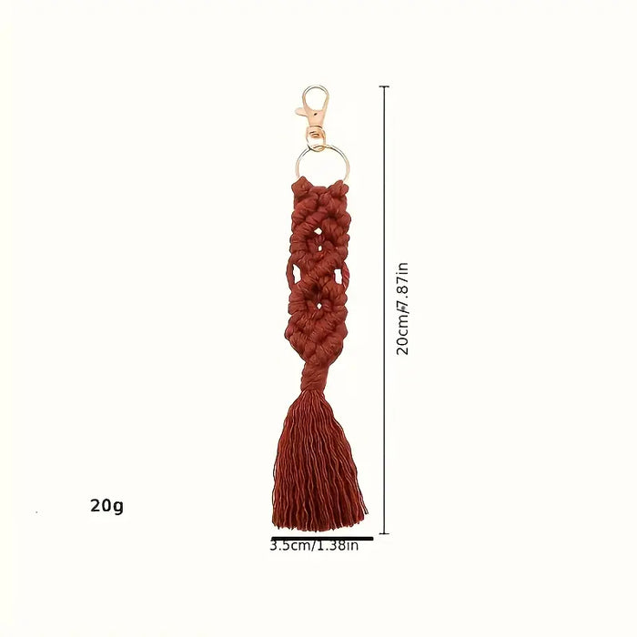 Macrame Keychain – Bag Charm - Handmade Cotton Tassel (Random Color)