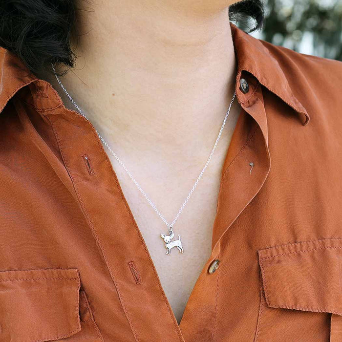 Sterling Silver Chihuahua Charm Necklace – Tiny Dog Lover Gift