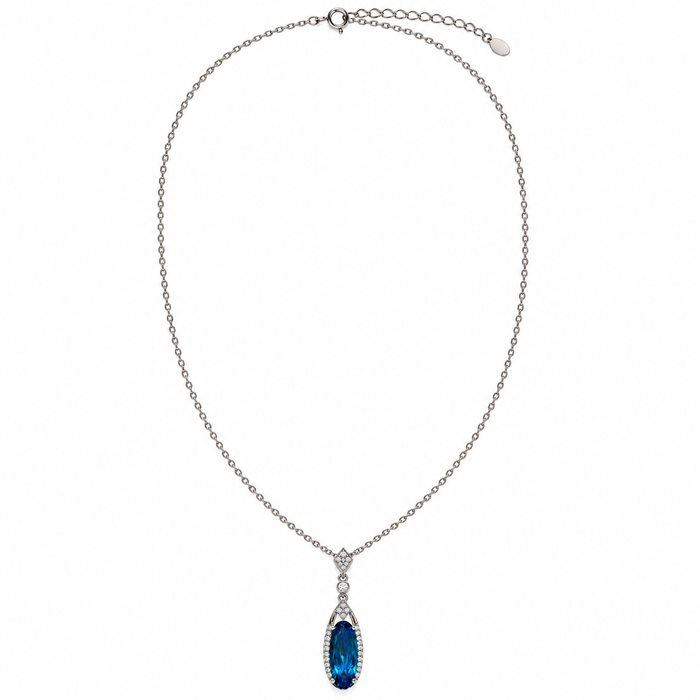 Upcycled Blue Stone & Pavé CZ Sterling Silver Necklace