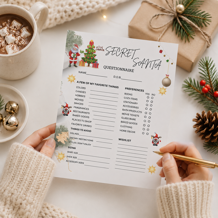 Secret Santa Questionnaire | Editable Canva Template