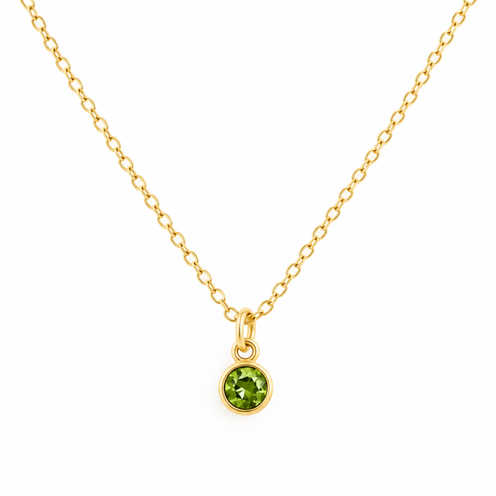 Teeny Tiny Peridot August Birthstone Necklace – 14k Gold Filled, 18” Chain