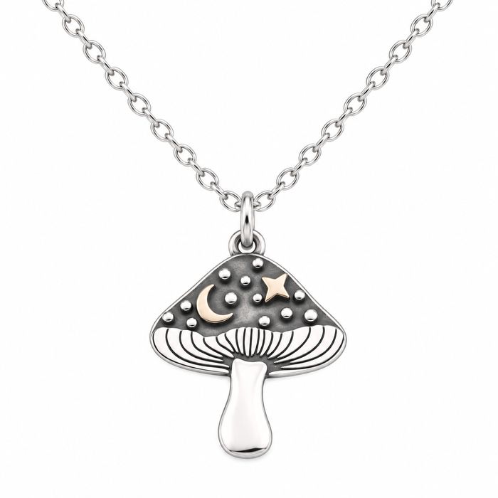 Mushroom & Moon Necklace