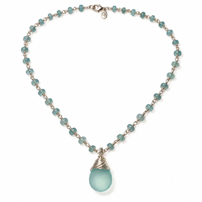 Blue Chalcedony & Apatite Necklace – Sterling Silver