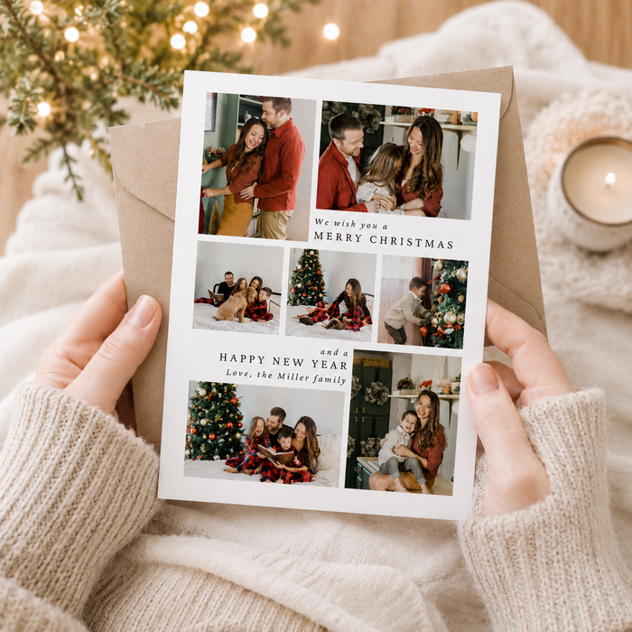 Christmas Photo Collage Card Template 5x7