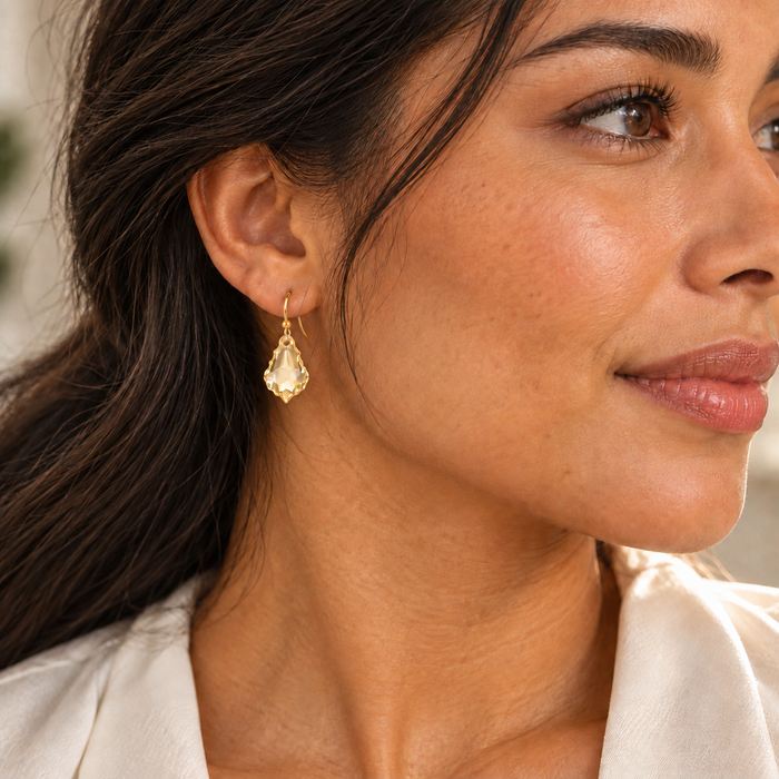 Champagne Swarovski Crystal Drop Earrings