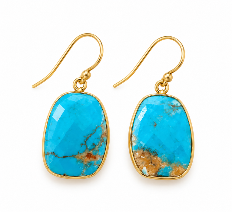 Genuine Turquoise Gemstone Earrings – 14K Gold Filled