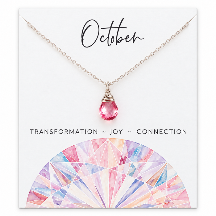 October Birthstone Necklace - Sterling Silver