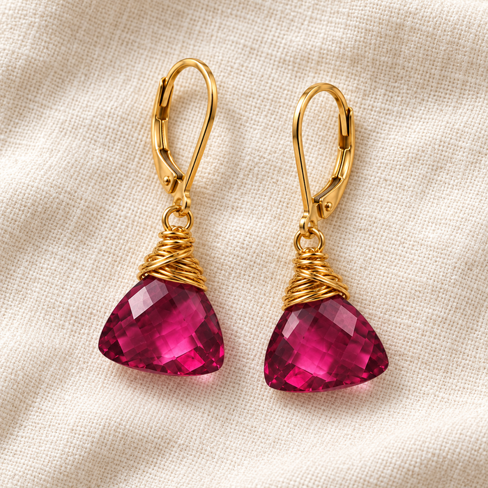 Ruby Hydro Quartz Gold-Filled Earrings